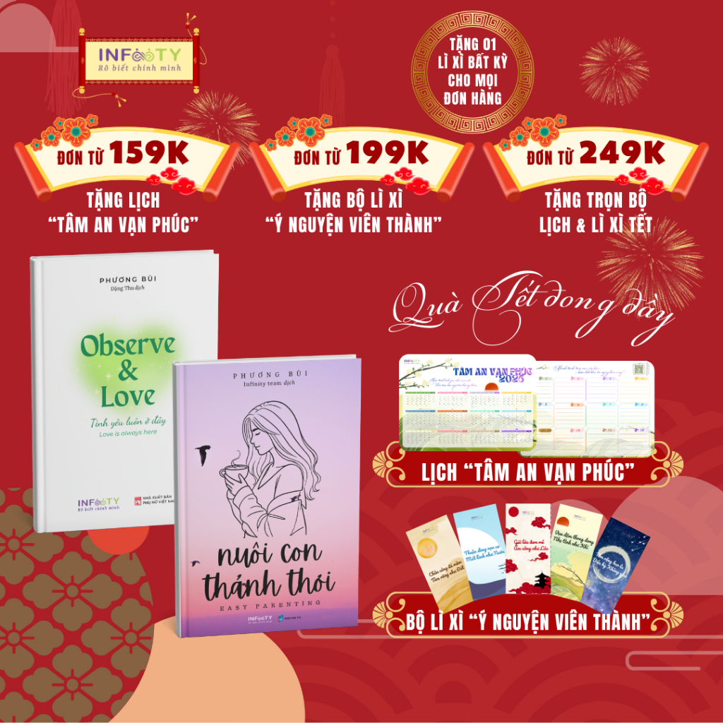 Combo sách Song ngữ Nuôi con thảnh thơi + Observe & Love | Yêu thương chính mình | Infinity Books