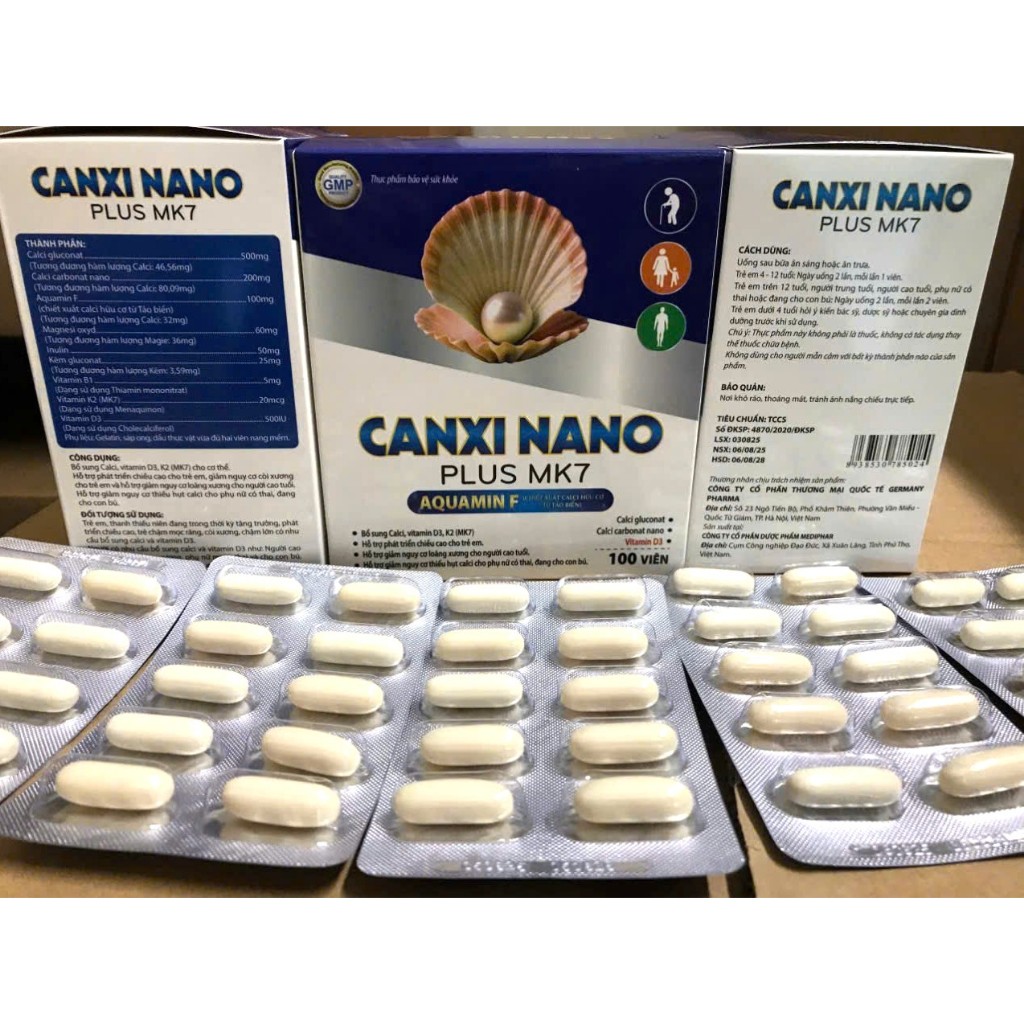 canxi nano plus mk7  BỔ SUNG CANXI, chống còi xương, loãng xương phát triển chiều cao hôp