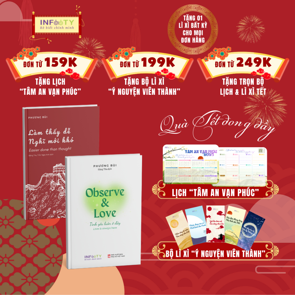 Combo sách Song ngữ Observe & Love + Làm thấy dễ, nghĩ mới khó | Sống tỉnh thức | Infinity Books