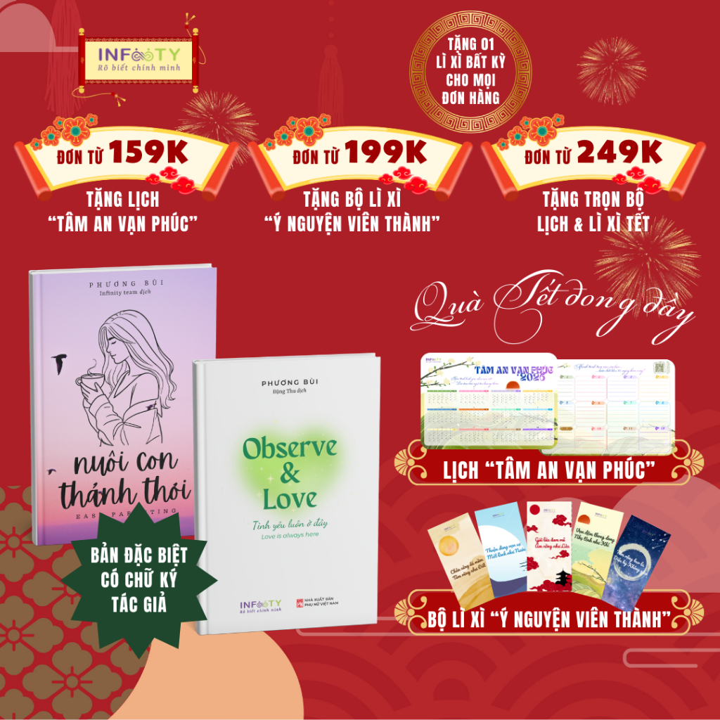 Combo sách “Nuôi con thảnh thơi” & “Observe & Love” bản đặc biệt CÓ CHỮ KÝ TÁC GIẢ | Infinity Books
