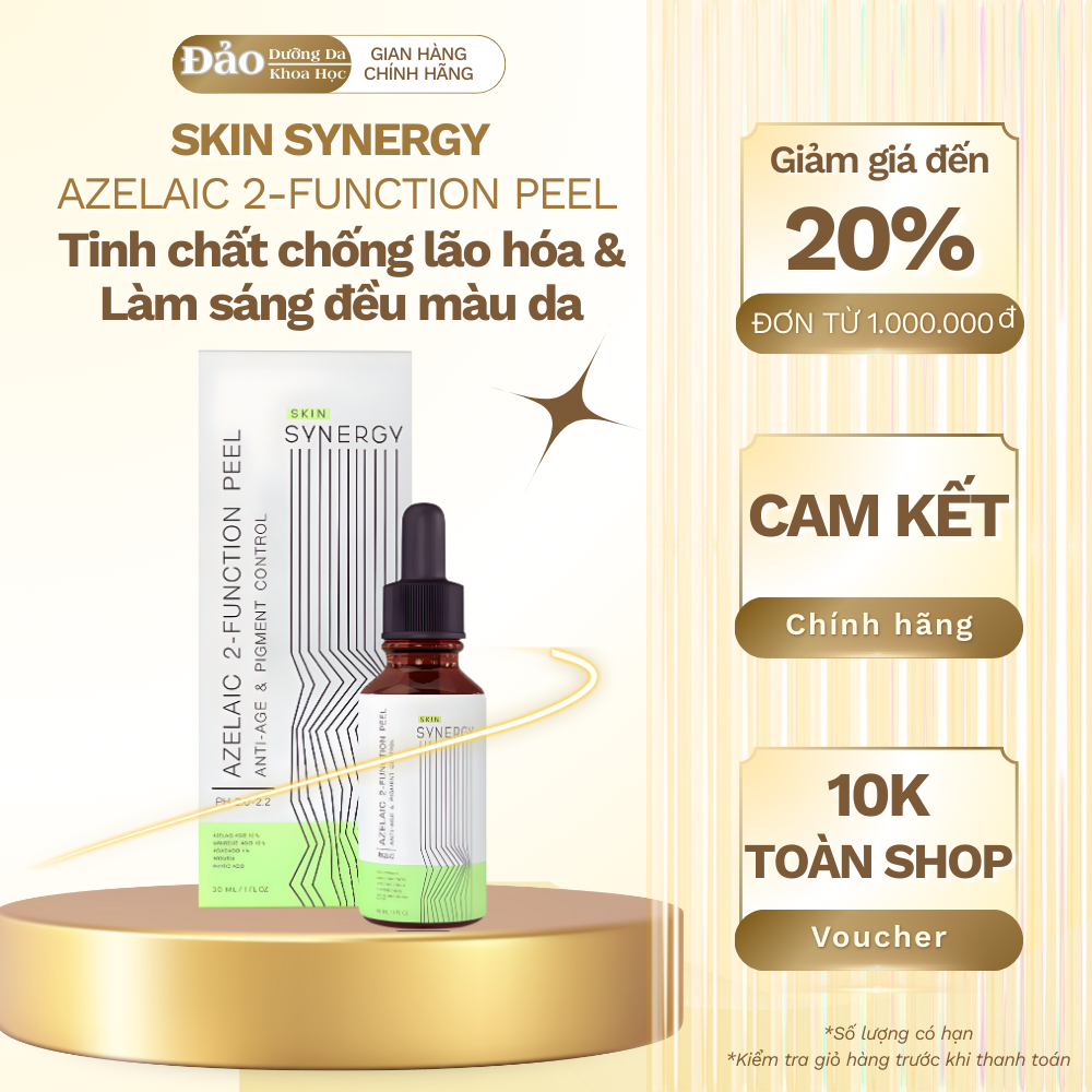 Tinh chất peel Skin Synergy Azelaic 2-Function Peel giúp làm sáng,cân bằng và đều màu da 30ml