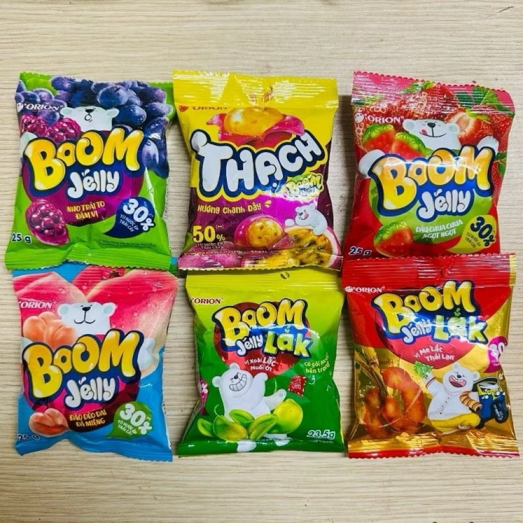 Dây 10 gói kẹo dẻo Boom Orion đủ vị