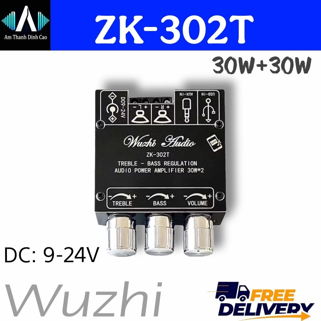 𝗪𝗨𝗭𝗛𝗜 𝗭𝗞-𝟯𝟬𝟮𝗧 + 𝗔𝗣𝗣 Chính Hãng Mạch Khuếch Đại Âm Thanh 2.0 Mini Diy