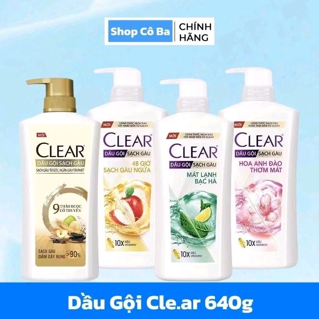 Dầu gội CLEAR 340g 350g..630g hương gỗ..hương biển..men..thảo dược..bạc hà..gừng hoa cúc..