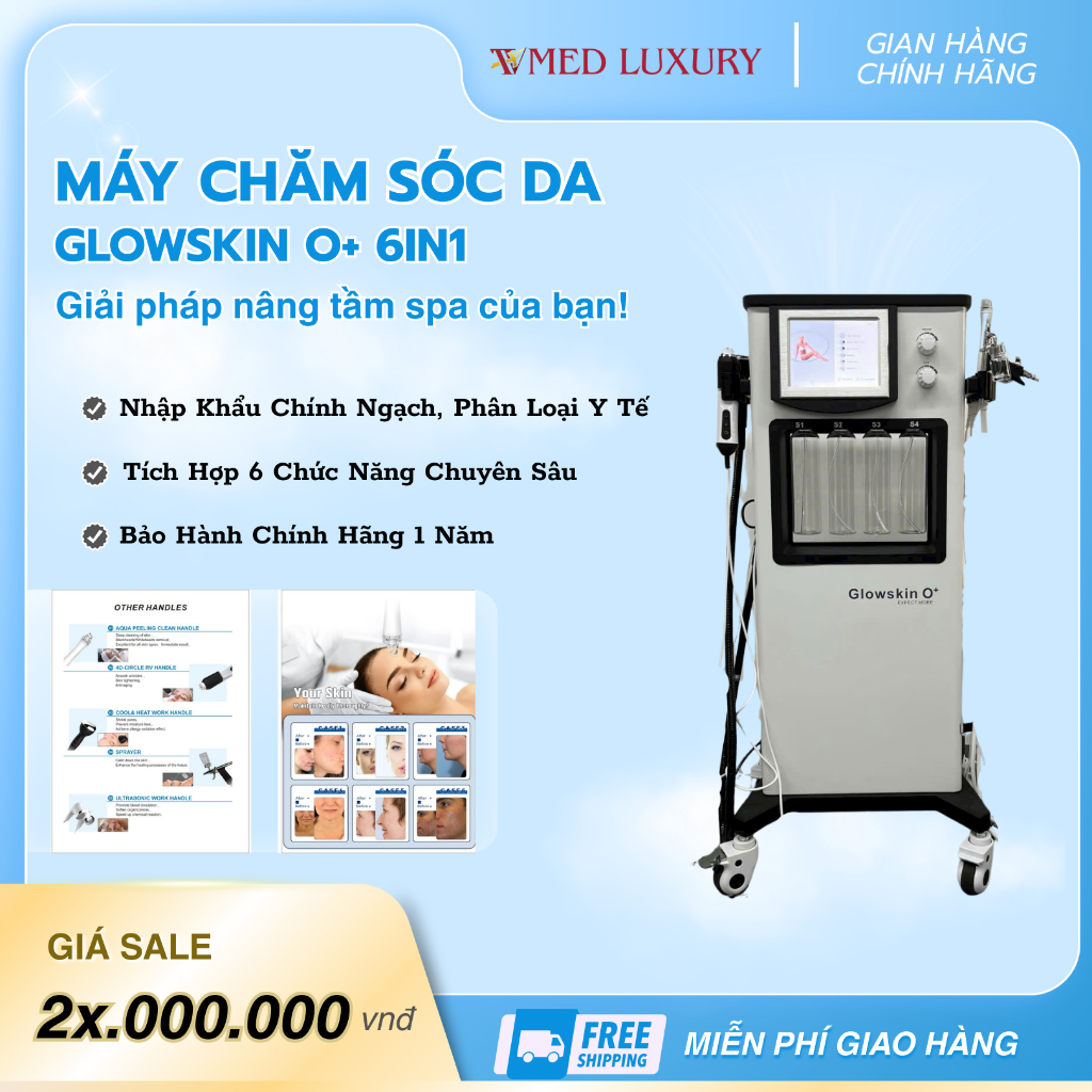 Máy Aqua Peel Glowskin O+ 6in1 | Máy Aqua Peel 7in1 Glowskin O+ Hàng Chính Hãng NewFace