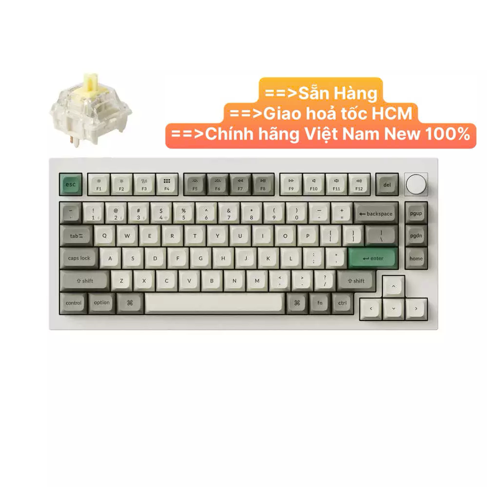 Bàn phím vi tính Keychron Q1M-P4 Q1 Max Swappable RGB Backlight Banana Switch Knob Version - White -