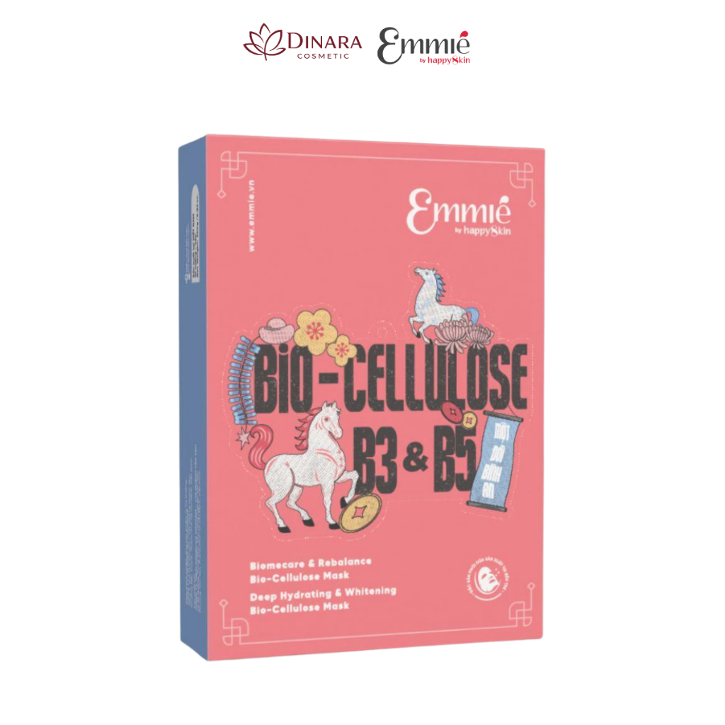 [TẾT BÍNH NGỌ] Hộp 10 Mặt Nạ Sinh Học Phôi Dừa Bio Cellulose – Emmie by HappySkin: 5 mask B5 + 5 mas