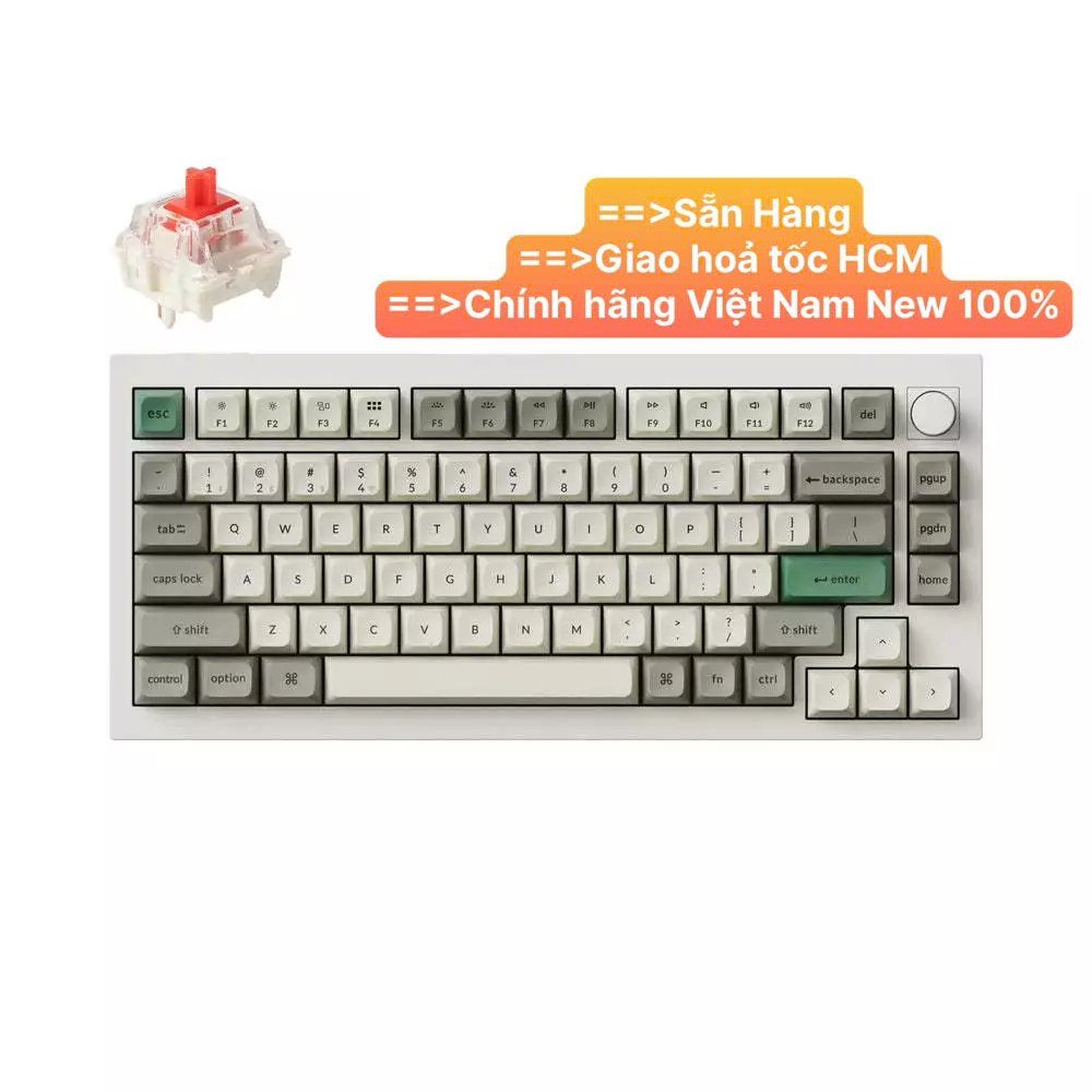 Bàn phím vi tính Keychron Q1M-P1 Q1 Max Swappable RGB Backlight Red Switch Knob Version - White - Hà
