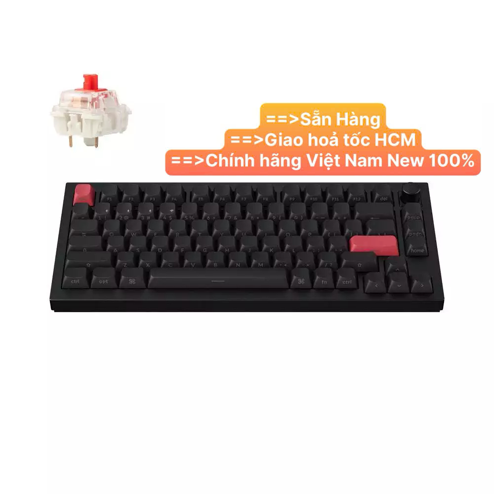 Bàn phím vi tính Keychron Q1M-M1S Q1 Max Swappable RGB Red Switch Side-Printed Keycaps Knob Version 