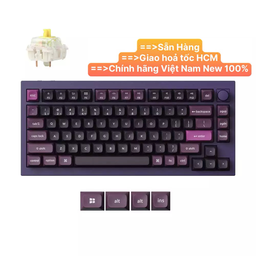 Bàn phím vi tính Keychron Q1M-V4 Q1 Max Swappable RGB Backlight Banana Switch Knob Version - Purple 