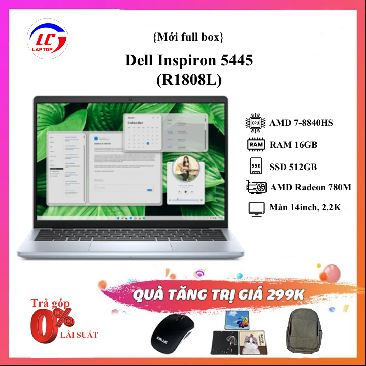 [New 100%, Full VAT] Dell Inspiron 5445 (R1808L) {R7-8840HS / 16G / SSD 512GB / VGA 780M / 14 inch, 