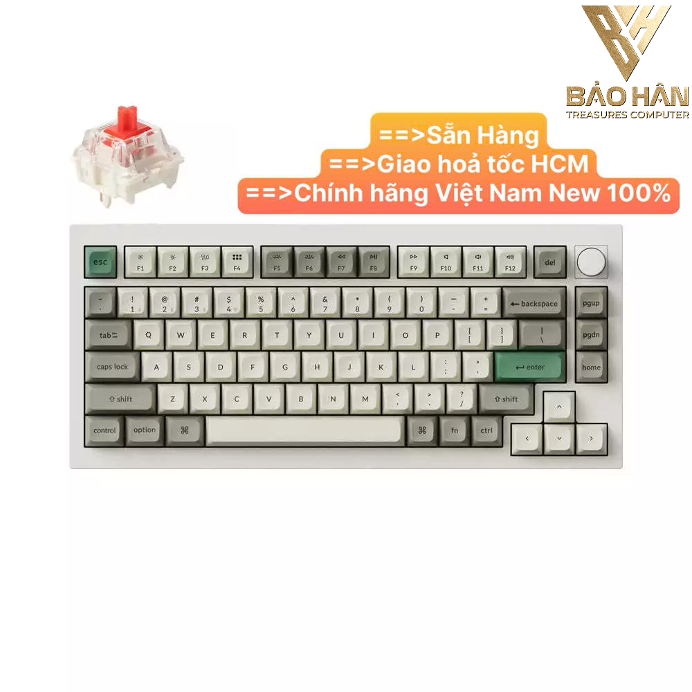 Bàn phím vi tính Keychron Q1M-P1 Q1 Max Swappable RGB Backlight Red Switch Knob Version - White - Hà