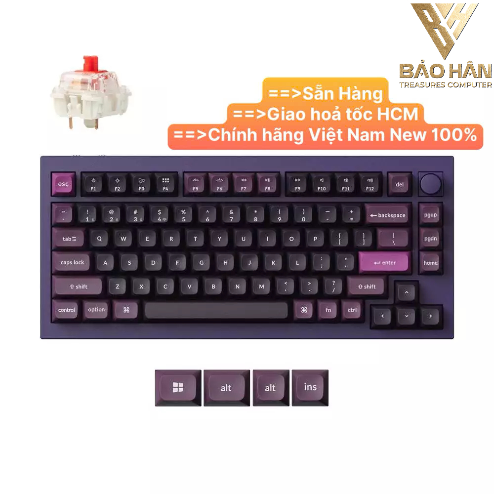 Bàn phím vi tính Keychron Q1M-V1 Q1 Max Swappable RGB Backlight Red Switch Knob Version - Purple - H