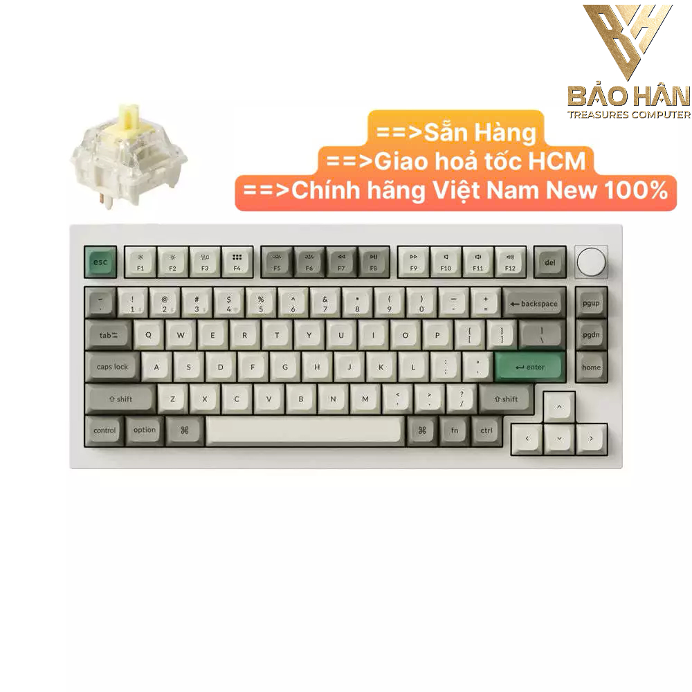 Bàn phím vi tính Keychron Q1M-P4 Q1 Max Swappable RGB Backlight Banana Switch Knob Version - White -