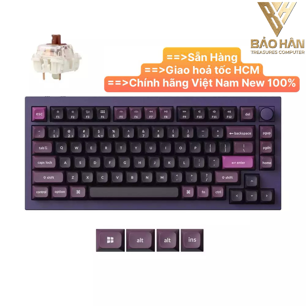 Bàn phím vi tính Keychron Q1M-V3 Q1 Max Swappable RGB Backlight Brown Switch Knob Version - Purple -