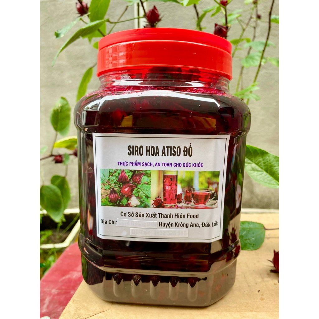 Siro hoa Atiso đỏ 5 kg( có kèm bông), Hoa Atiso đỏ Đà Lạt ngâm đường thơm ngon đậm đặc.