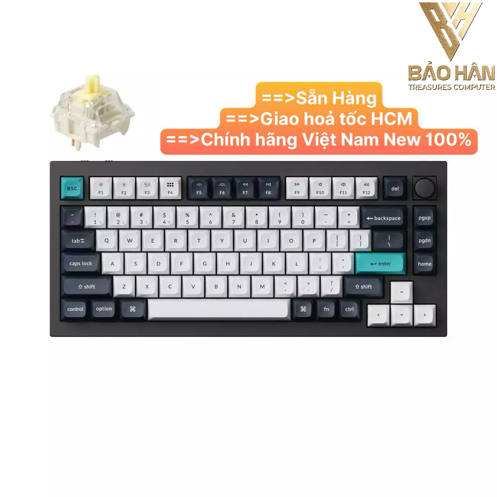 Bàn phím vi tính Keychron Q1M-M4 Q1 Max Swappable RGB Backlight Banana Switch Knob Version - Black -