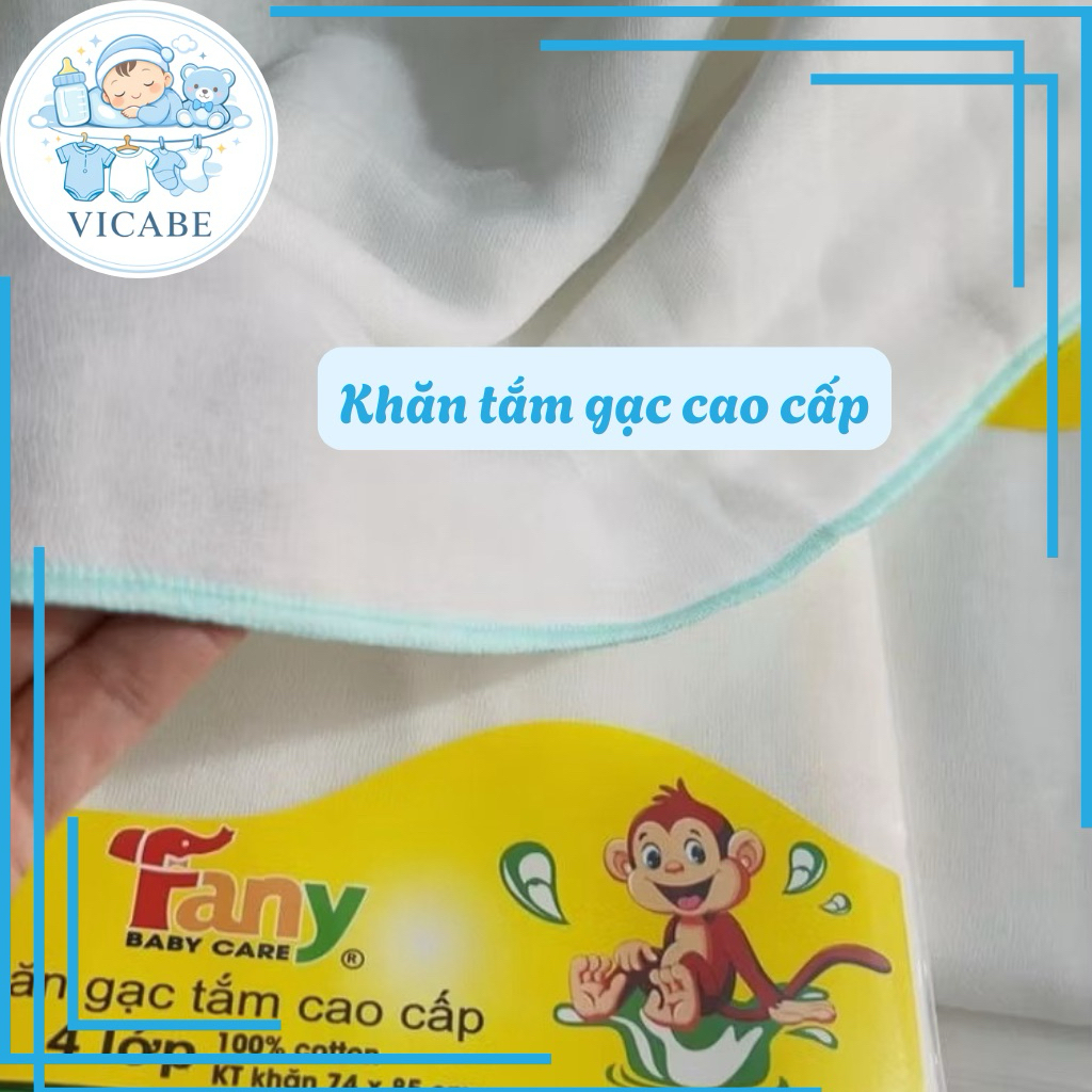 Khăn tắm gạc cao cấp Fany túi zip hàng xịn 4 lớp, 6 lớp hàng Việt Nam không xù lông 74cm*85cm