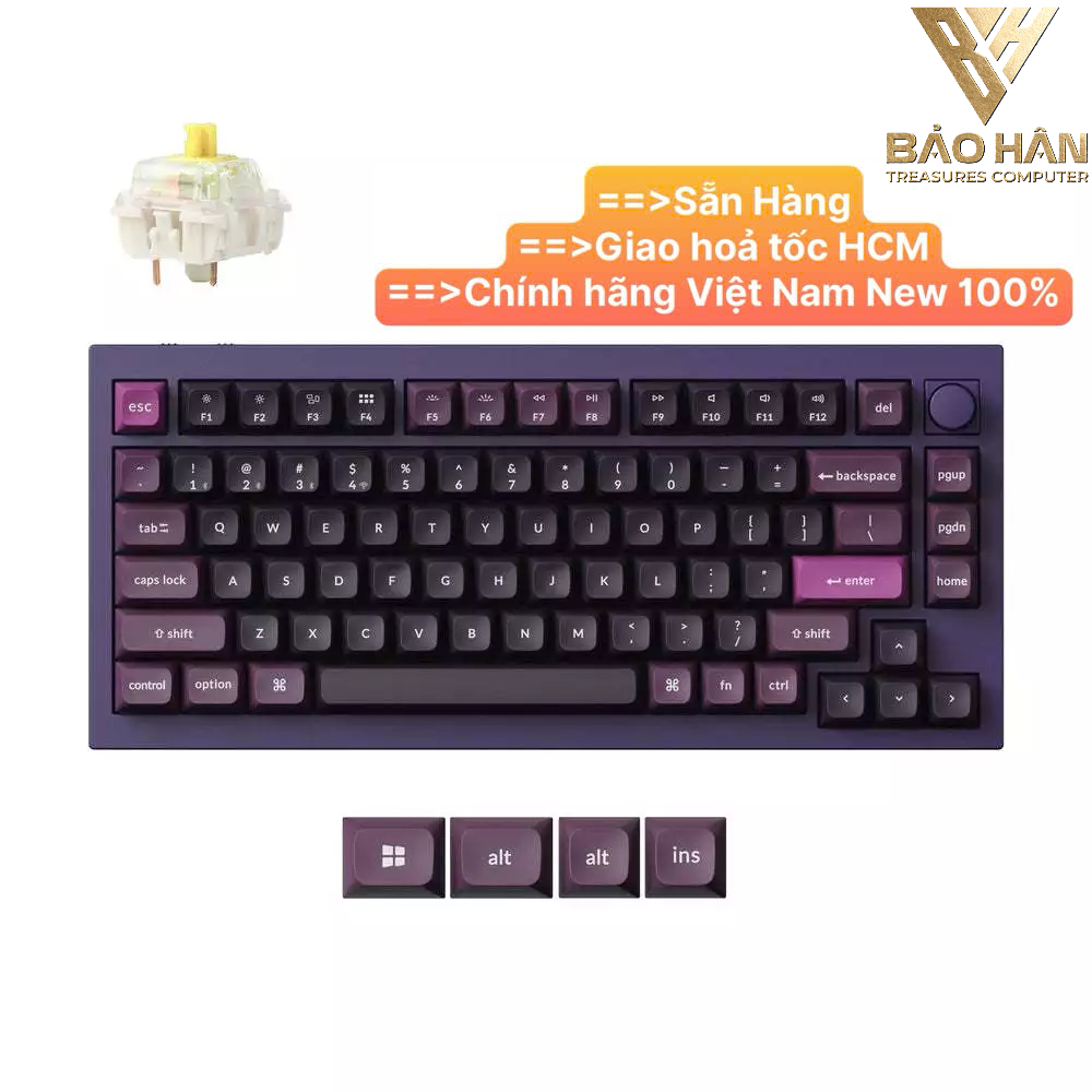 Bàn phím vi tính Keychron Q1M-V4 Q1 Max Swappable RGB Backlight Banana Switch Knob Version - Purple 