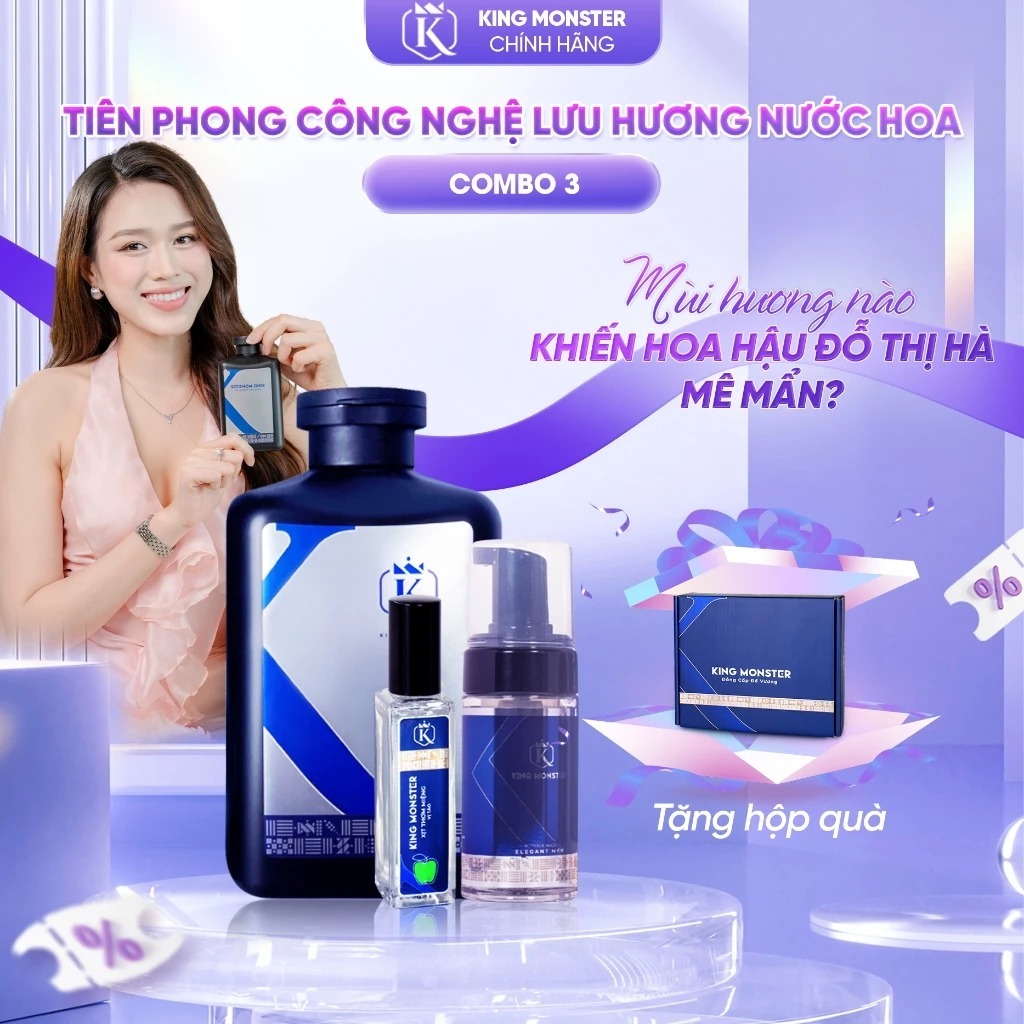 [Combo 3] KING MONSTER Đẳng Cấp Đế Vương Sữa Tắm 350ml& Xịt thơm miêng 10ml(1 trong 3 vị) & Dung dịc