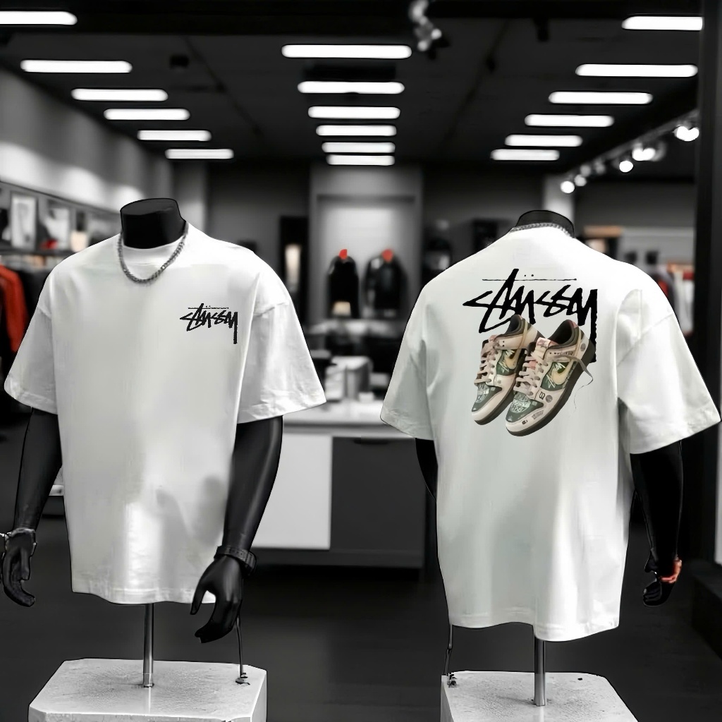 Áo Phôn T-Shirt Unisex In Logo Sau Lưng Cực Chất 100% Cao Cấp -STUSSY GIÀY SỐ 2