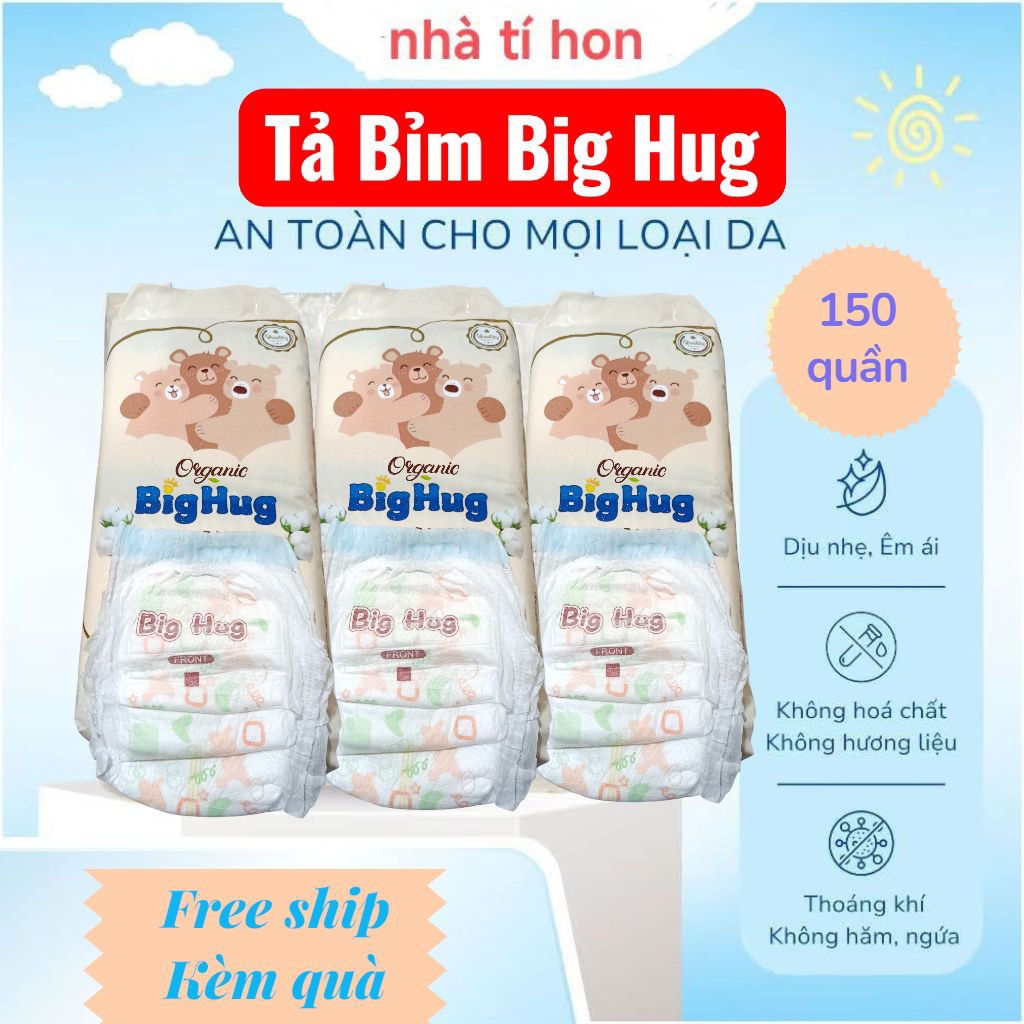 [ Big Hug ] Combo 150 Miếng Bỉm Quần Cho Bé Yêu Đủ Size M Đến 3XL