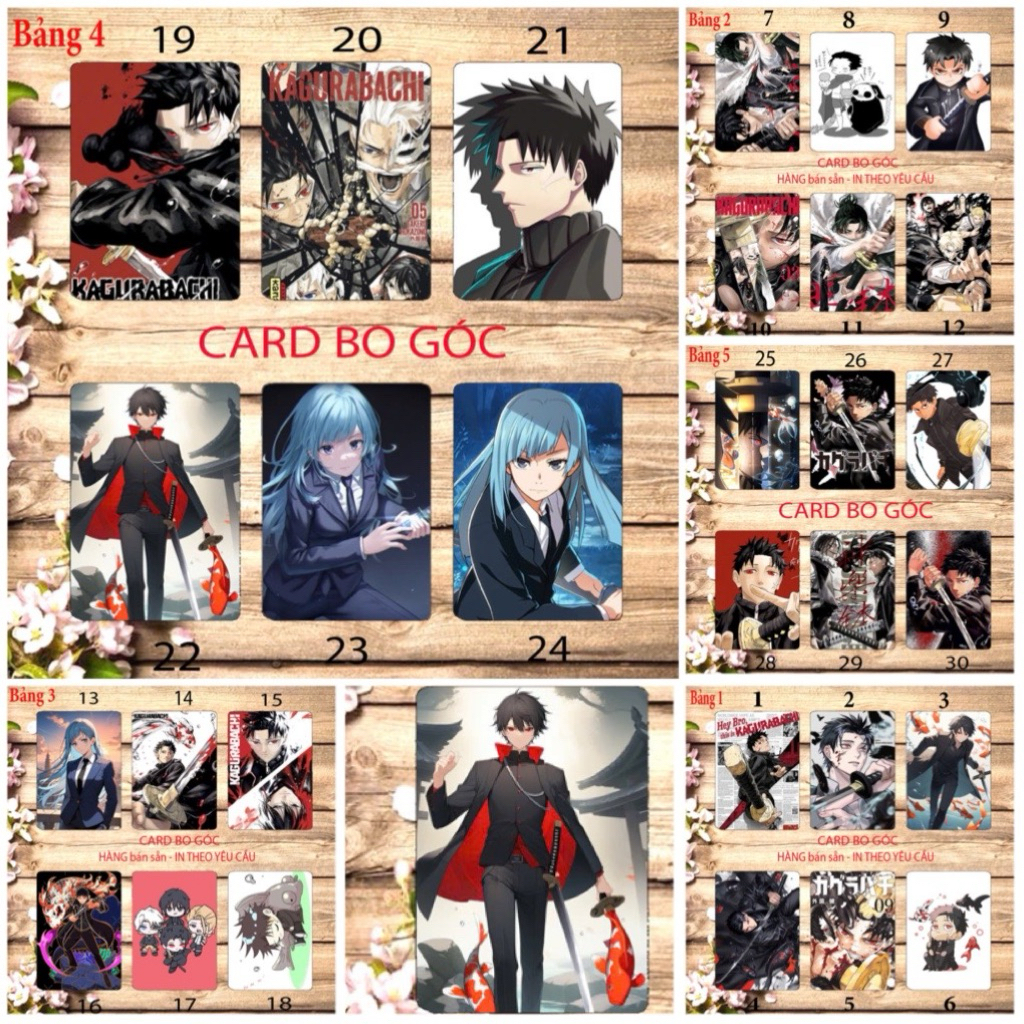 Card bo góc hình kagurabachi 6 ảnh khác nhau/ thẻ card Chihiro Rokuhira ,Hishaku ,Hiyuki Kagari