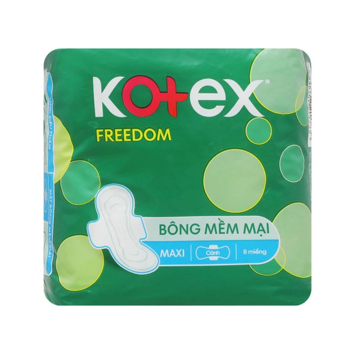Băng Vệ Sinh Kotex Freedom Bông Mềm Mại Maxi Cánh (Lốc/8 Bịch/8 Miếng) +