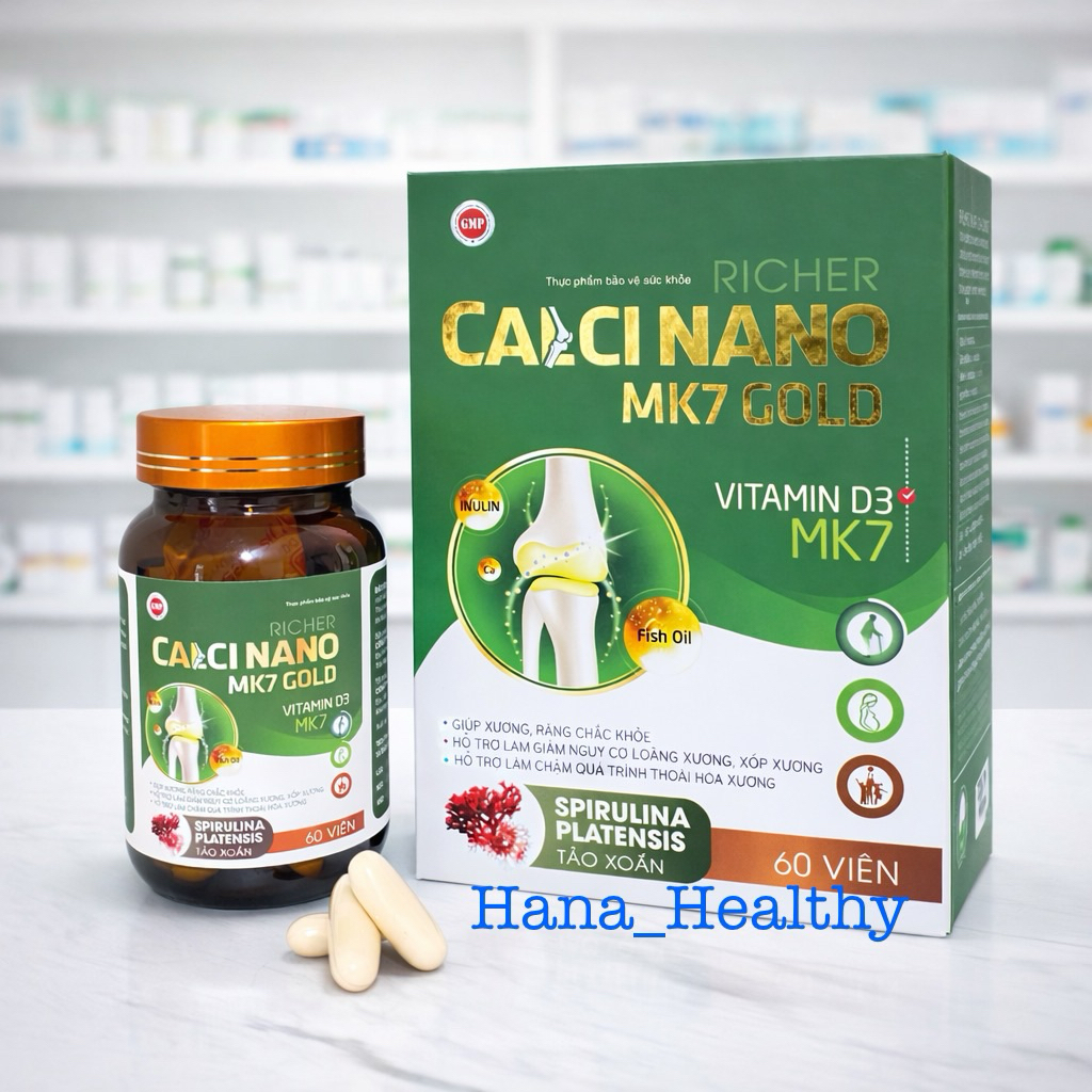Viên uống tăng chiều cao CALCINANO MK7 GOLD-Bổ Sung Canxi,giúp tăng chiều cao từ 6-25 tuổi(Hộp/60v)