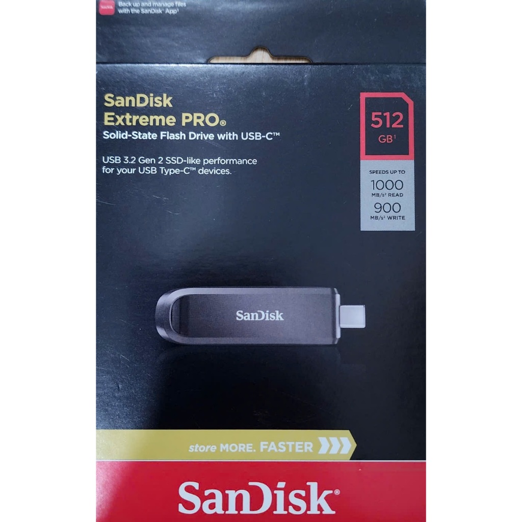 USB 512GB Sandisk Extreme Pro Flash Drive with USB-C CZ890