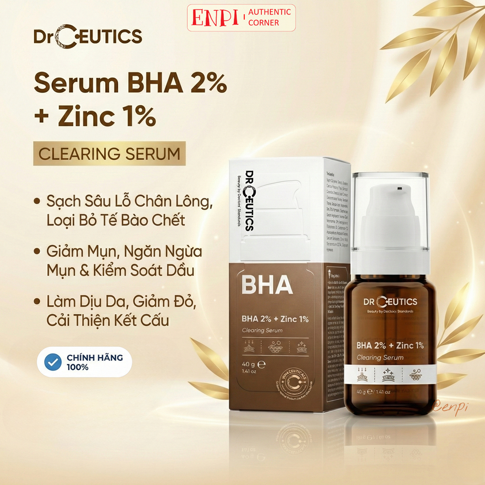 Serum DrCeutics BHA 2% + ZinC 1% se lỗ chân lông giảm mụn