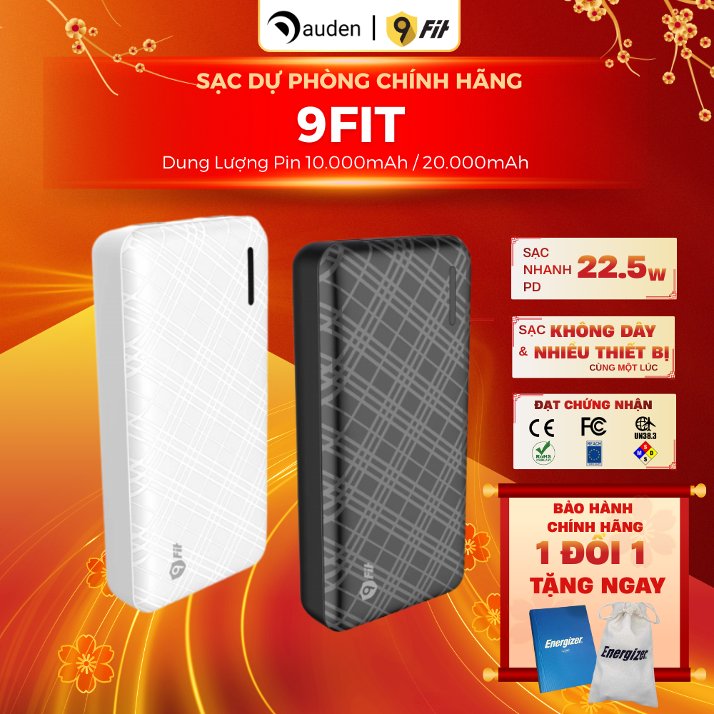 Sạc dự phòng 9Fit 10000mAh 20000mAh, công xuất 10,5W tích hợp 2 cổng output - Hàng chính hãng