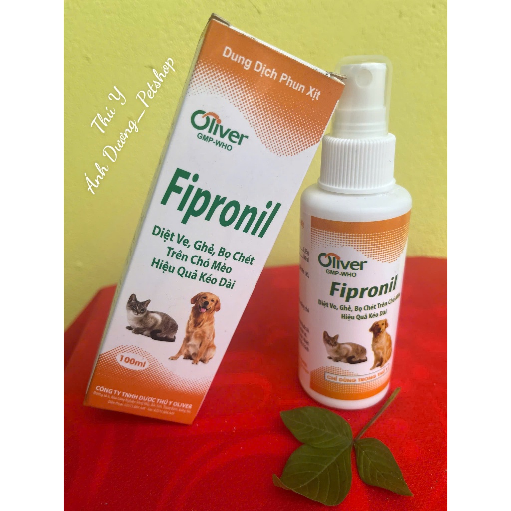 CHÍNH HÃNG Xịt Diệt Ve Ghẻ Bọ Chét Fipronil Oliver 100ml  Hiệu Quả Kéo Dài Cho Chó Mèo