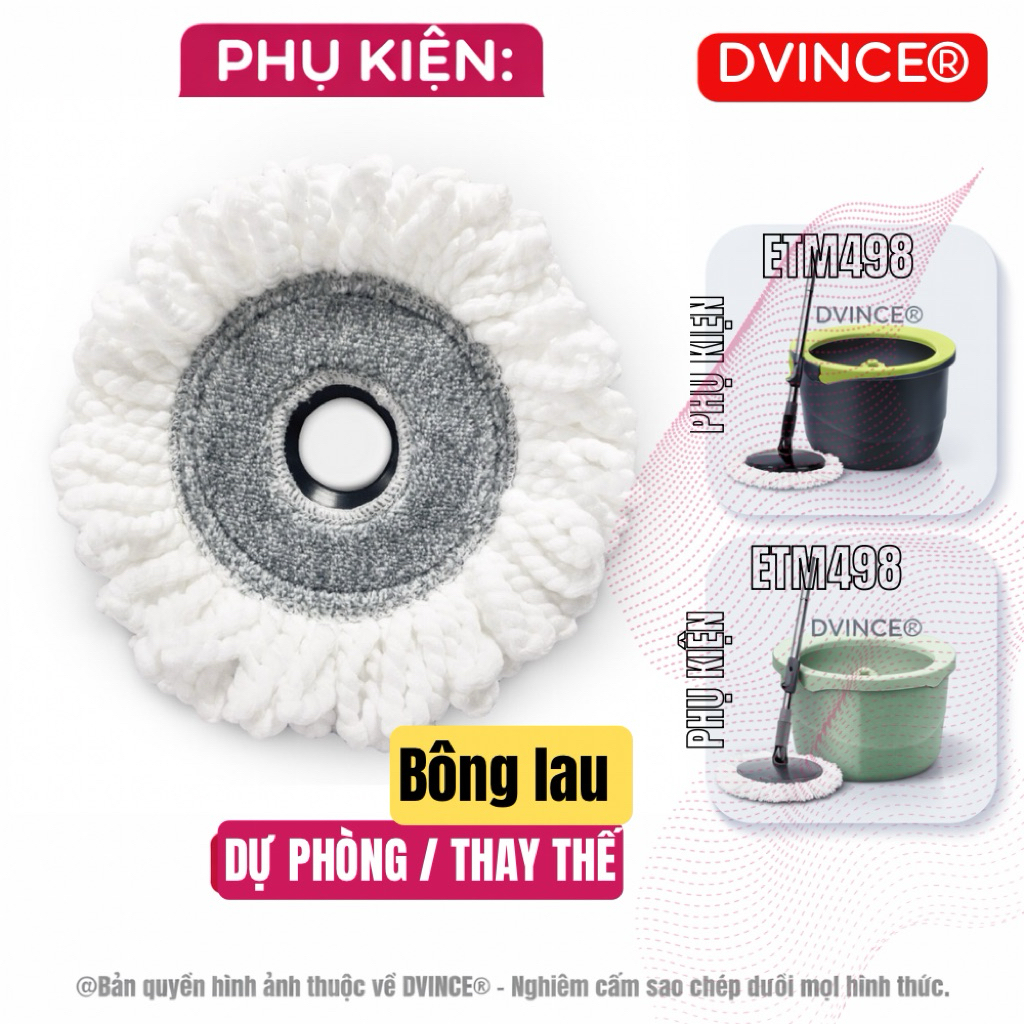 Bông Lau Nhà Thay Thế ETM451 - Dùng Cho Bộ Lau Nhà ETM498, ETM498MIT, HPP345 (Sợi Microfiber)