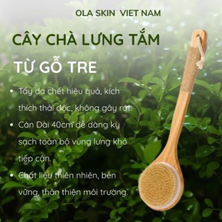 Cây Chà Lưng, Dụng Cụ Cọ Kỳ Tắm, Chải Chà Khô Body Lông Tự Nhiên Tay Cầm Gỗ Tre Kháng Khuẩn
