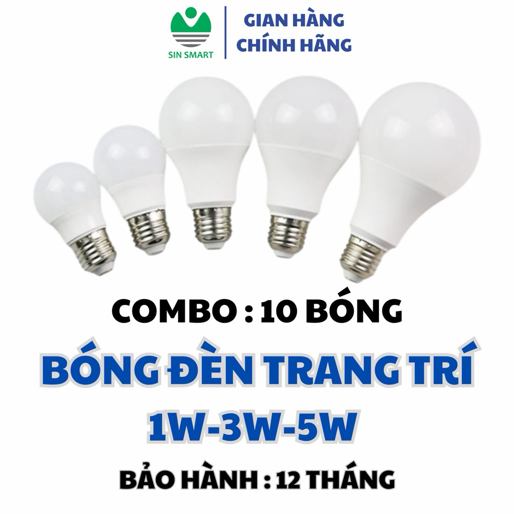 XẢ KHO COMBO 10 BÓNG BÚP TRÒN 3W 5W SÁNG VÀNG LẮP ĐUI ĐÈN TRANG TRÍ NGOÀI TRỜI