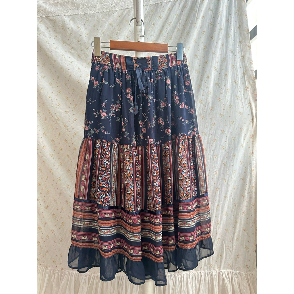 Chân váy voan phối hịu axes femme 2hand nhật mori