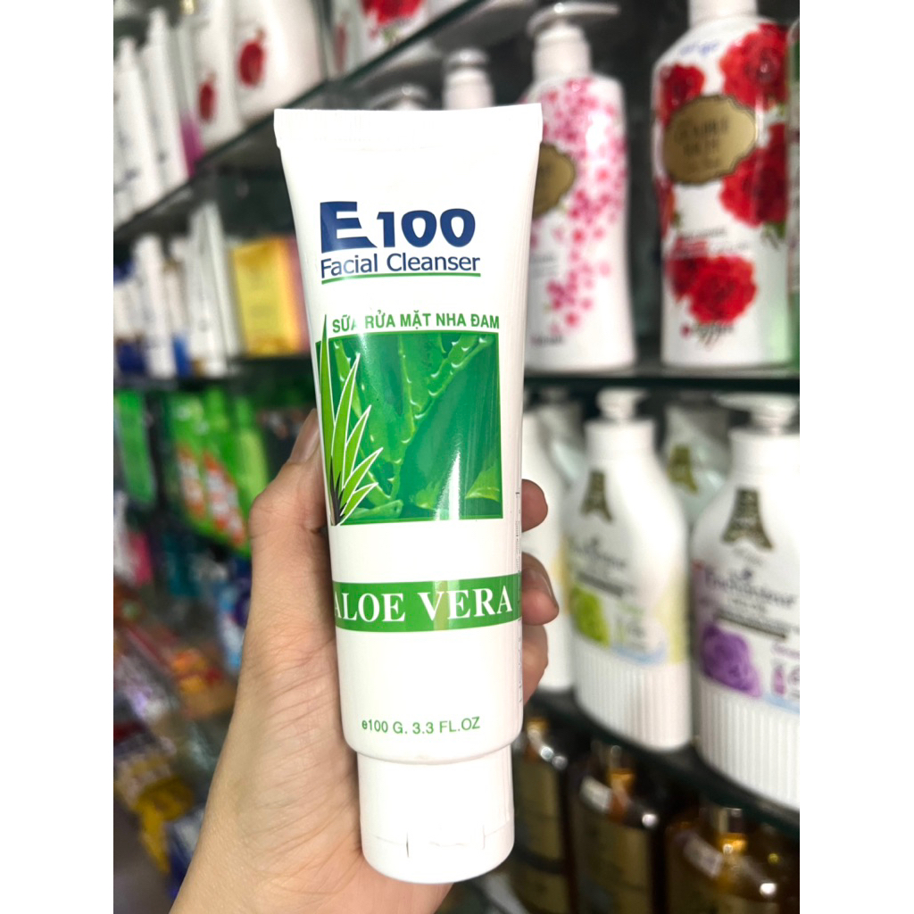 [E100 chính hãng] Sữa rửa mặt nha đam alo vera E100 ngừa mụn mát da 100g