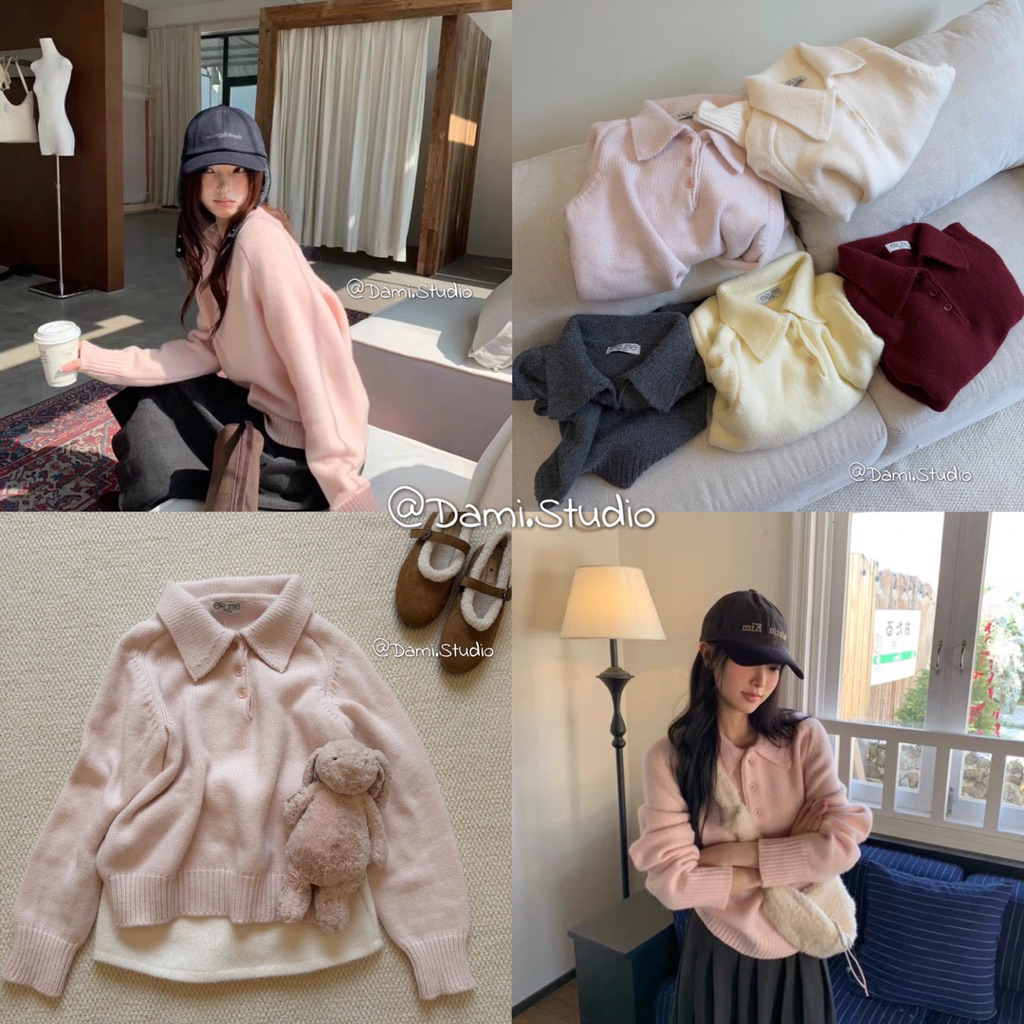 Len Polo ERUME Cúc Vintage Hàn Quốc Basic Trenddy Trẻ Trung Xinh Xắn QCCCl1(Ảnh Thật) |Dami.Studio