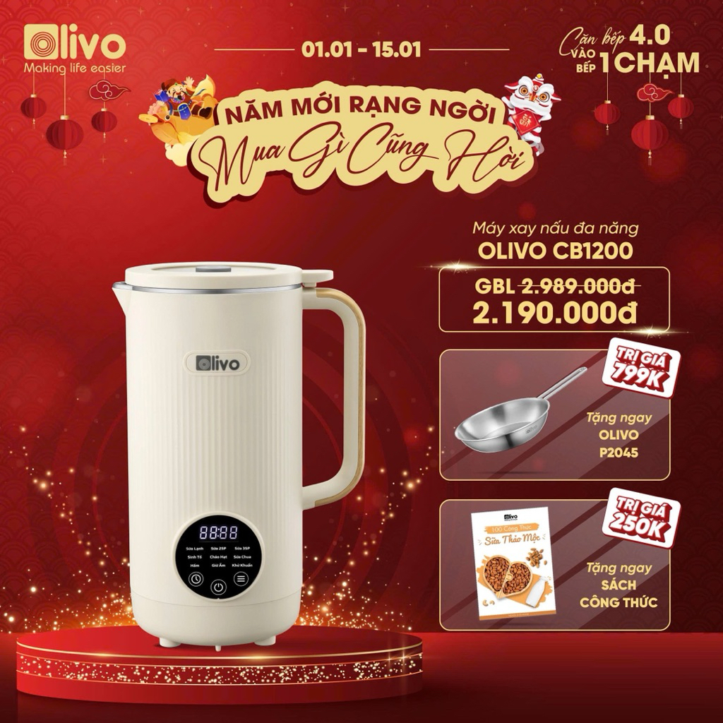 Máy Xay Nấu Đa Năng OLIVO CB1200, Dung Tích 1.2L,