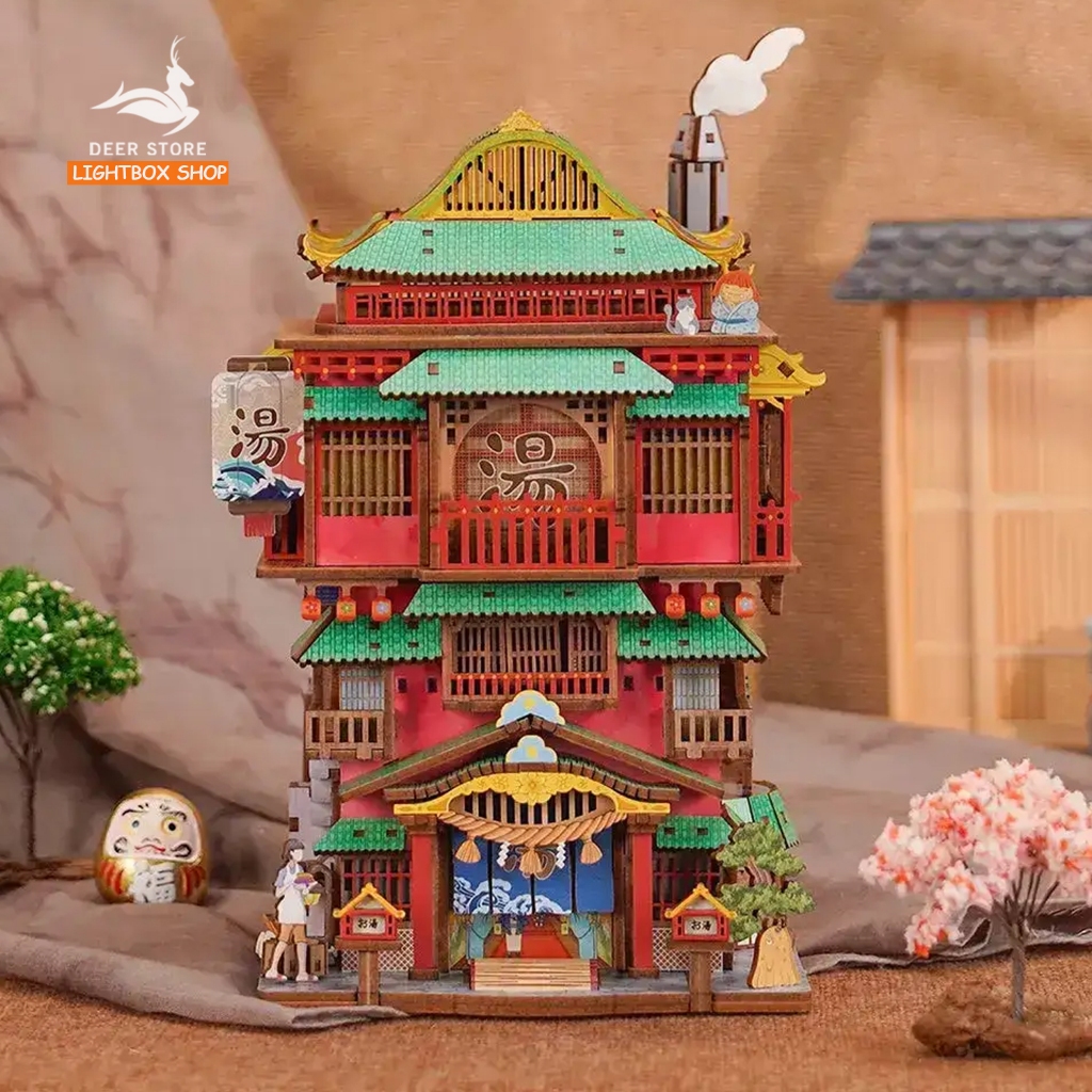Mô Hình Gỗ 3D Onsen Saga | Tự Lắp Ráp Nhà Tắm Nước Nóng Nhật Bản | TQ661 Decor Cao Cấp Độc Đáo