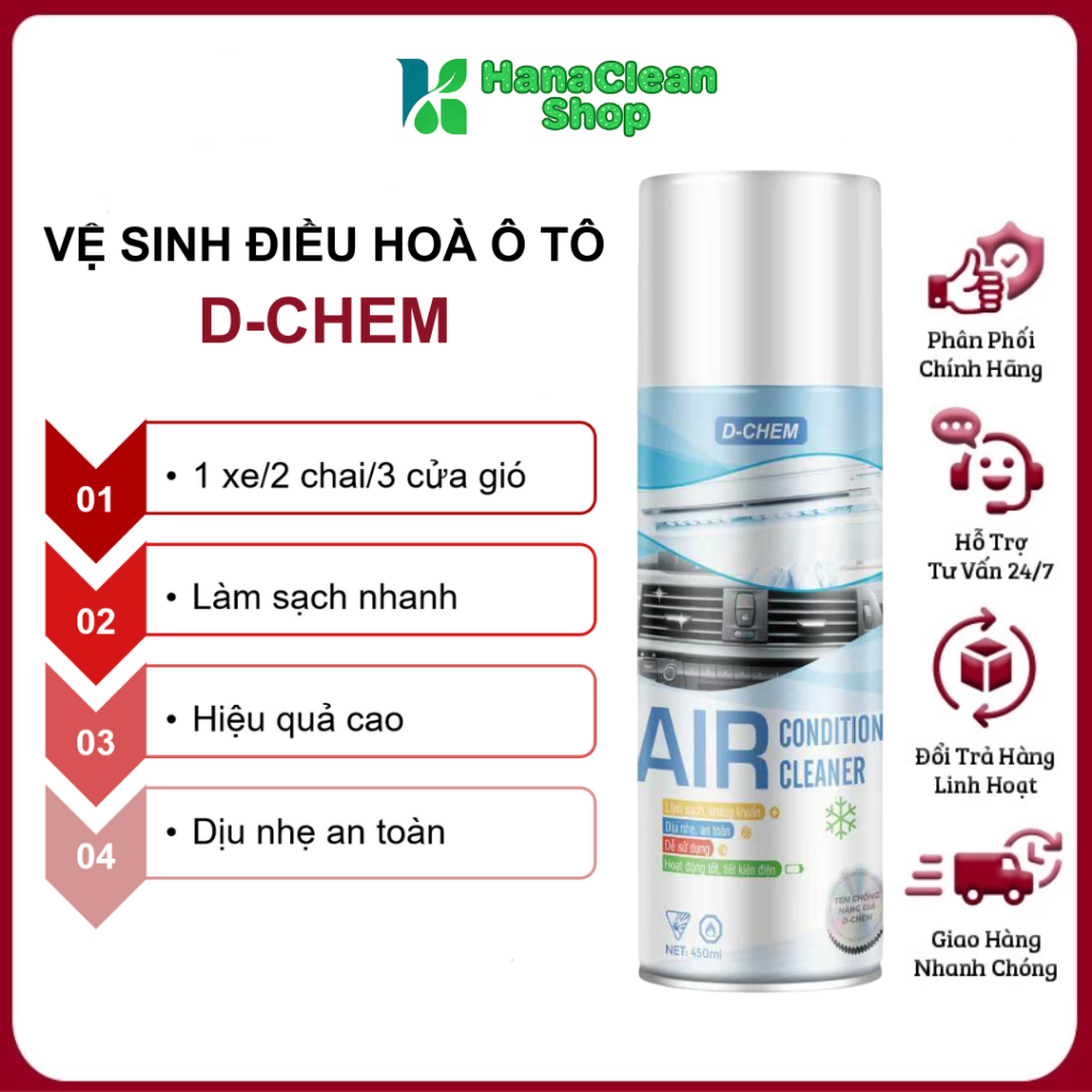 [XỊT ĐIỀU HOÀ] Vệ Sinh Điều Hòa, Dàn Lạnh Ô Tô D-Chem