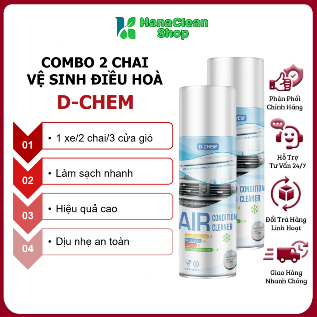 [COMBO 2 CHAI] Vệ Sinh Điều Hòa Ô Tô D-Chem