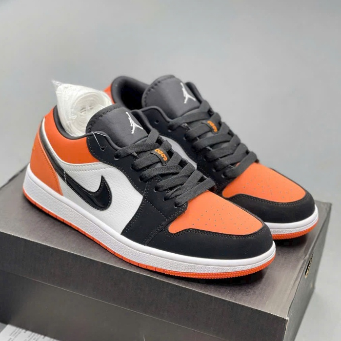 Giày Sneaker Jd 1 Low Orange Black White Cam Đen Hàng Cao Cấp Tặng Fullbox