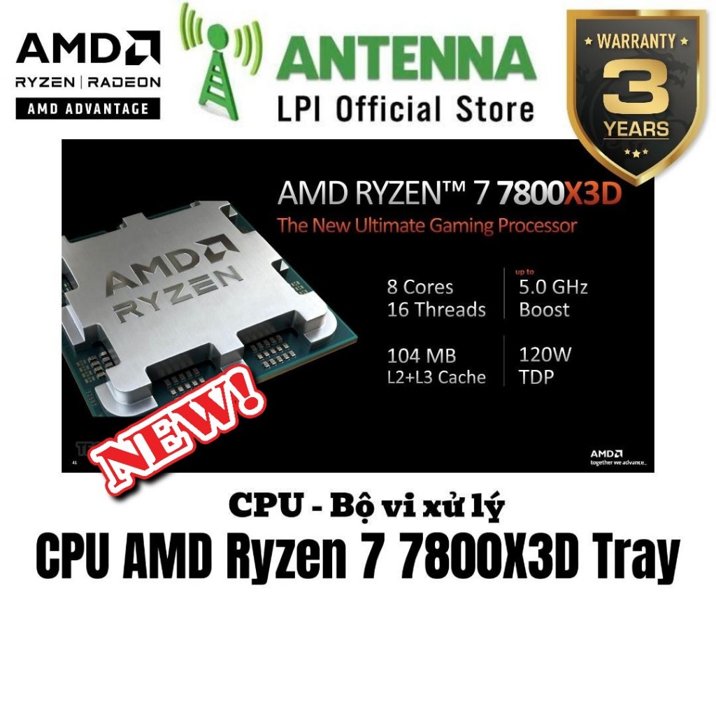 CPU AMD Ryzen 5 7500F / Ryzen 7 7800X3D Tray / Bảo hành 36 tháng