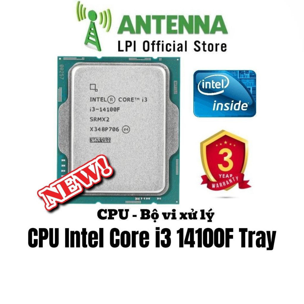 CPU Intel Core i3 Tray New 12100F 13100F 14100F / Bảo hành 36 tháng