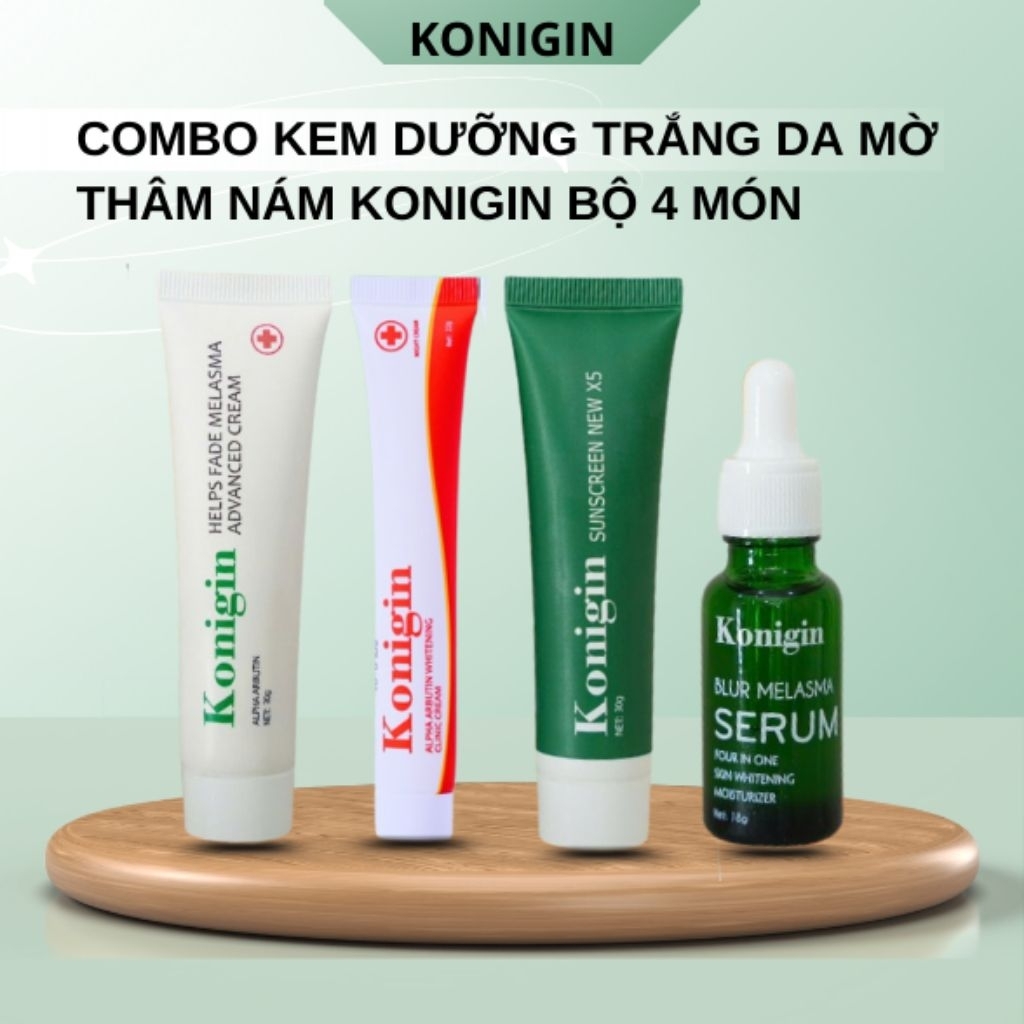 Kem Nám Konigin Mờ Thâm, Dưỡng Trắng, Cấp Ẩm & Phục Hồi Da Bộ 4 Món