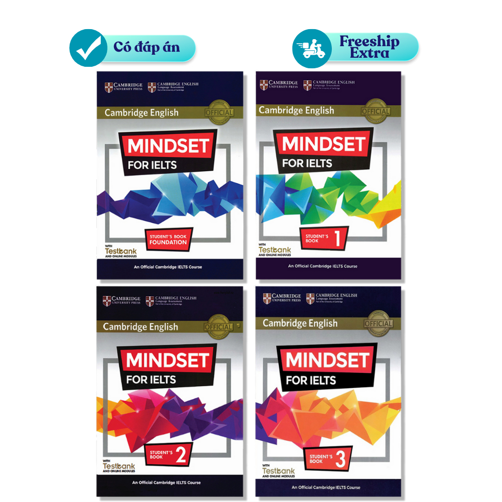 Mindset for ielts foundation, 1, 2, 3, 4 - Luyện thi Ielts - Bộ 4 cuốn, có bán lẻ - Có đáp án