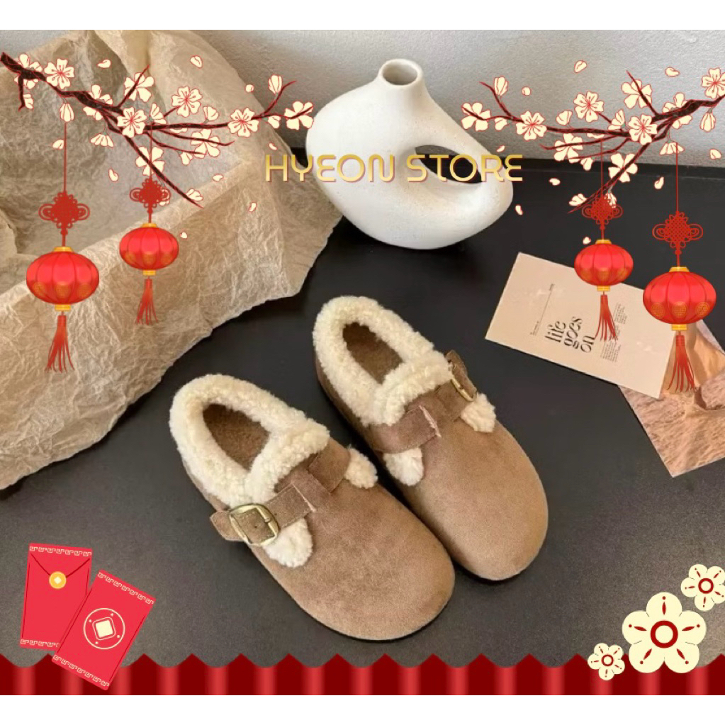 Giày nữ lông cừu khoa cài đế dẻo hàng QCCC L1 FULLBOX HYEON GD72 (TĂNG 1 SIZE)