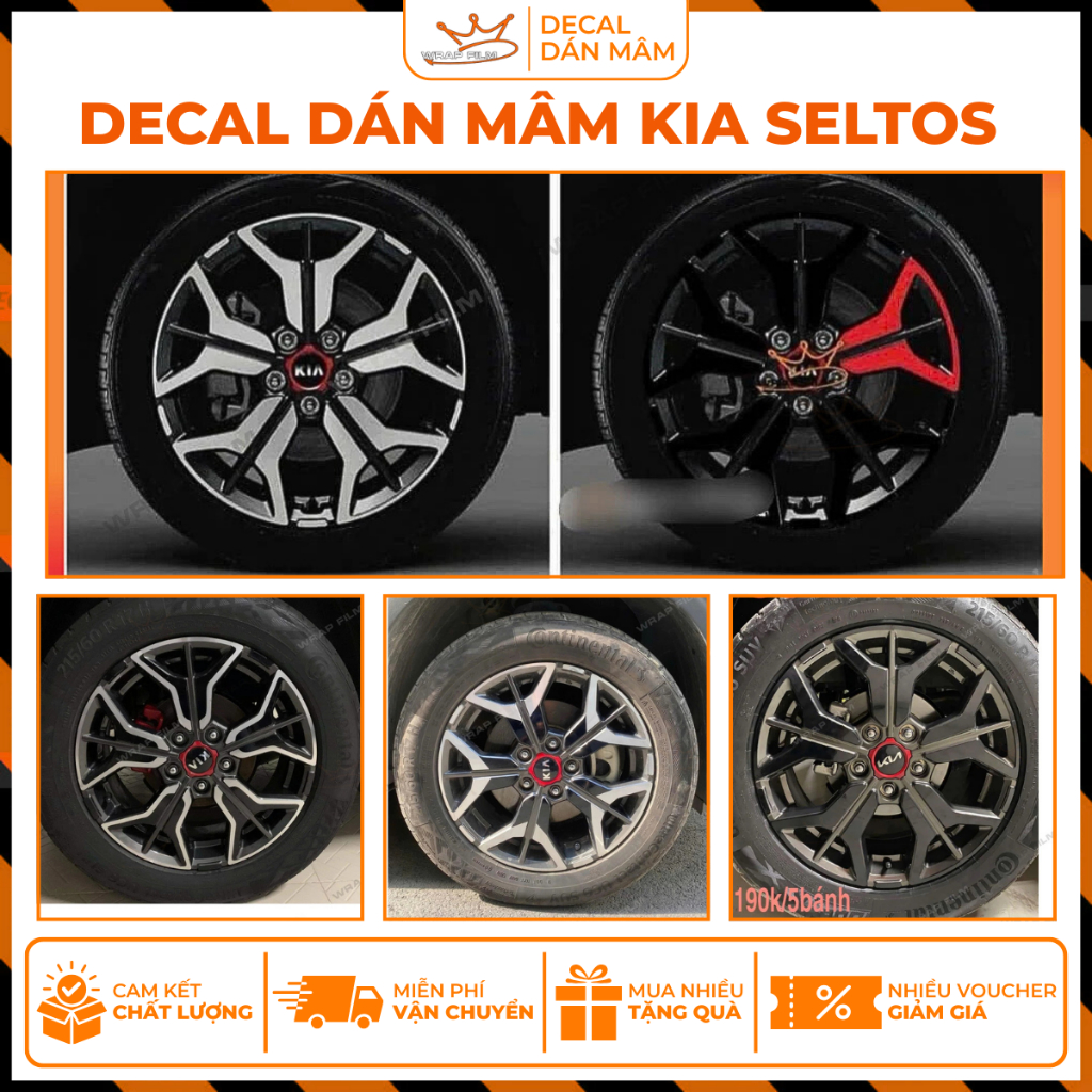 Bộ Decal dán mâm Seltos 2020-2023 (5bánh)